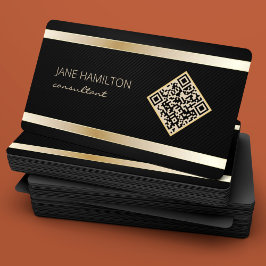Tarjeta de visita QR Code Gold Modern Profile
