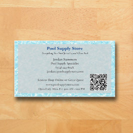 Tarjeta De Visita QR Code Grey Blue Swimming Pool Contractor  