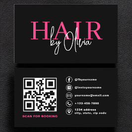 Tarjeta De Visita QR Code Hair Stylist Typography Moderno