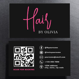 Tarjeta De Visita QR Code Hair Stylist Typography Moderno