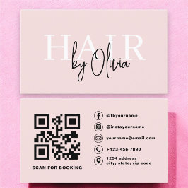 Tarjeta De Visita QR Code Hair Stylist Typography Moderno