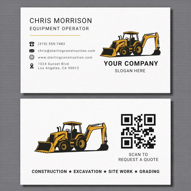 Tarjeta De Visita QR Code Heavy Equipment Construction Company (Subido por el creador)