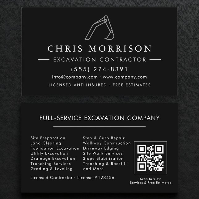 Tarjeta De Visita QR Code Heavy Equipment Excavation Operator  (Subido por el creador)