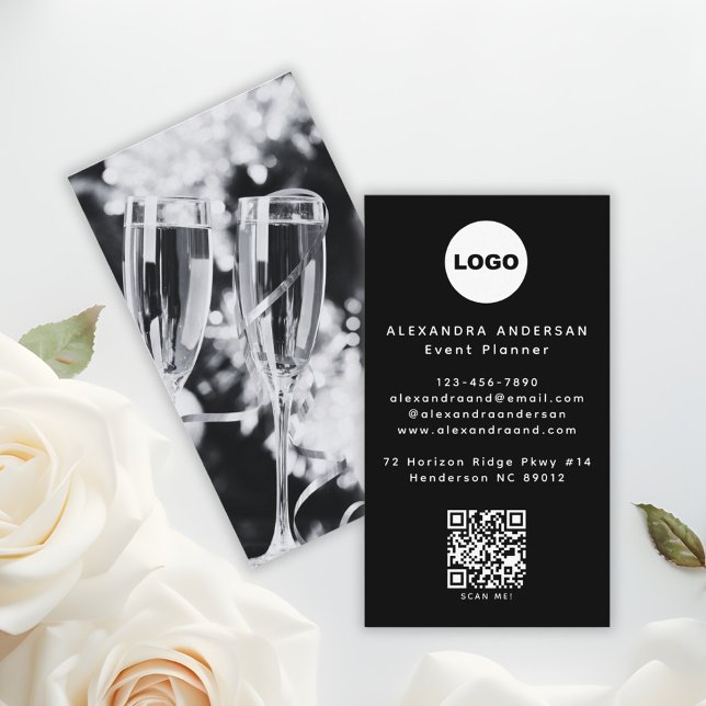 Tarjeta De Visita QR Code Logo Black Modern Minimalist Professional  (QR Code Logo Black Modern Minimalist Professional Business Card)