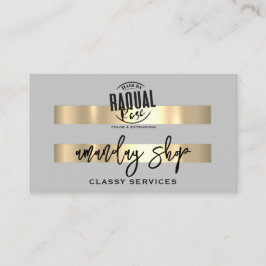 Tarjeta De Visita QR Code Logo Online Shop Gold Gray Modern