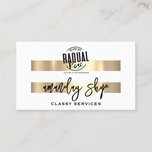 Tarjeta De Visita QR Code Logo Online Shop Gold White Modern (Anverso)