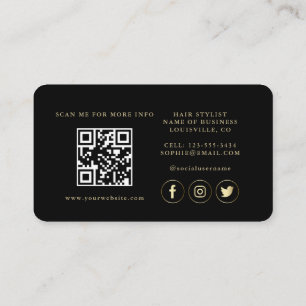 Tarjeta De Visita QR Code Luxury Gold Profesional negro