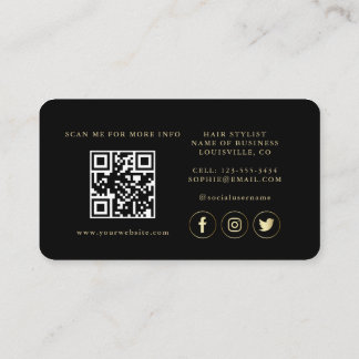 Tarjeta De Visita QR Code Luxury Gold Profesional negro