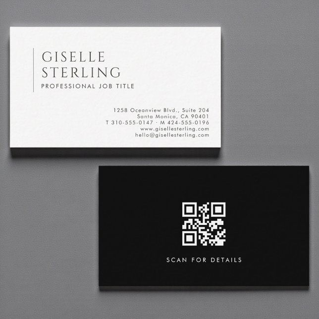 Tarjeta De Visita QR Code Luxury Minimalist Professional Black White (Subido por el creador)