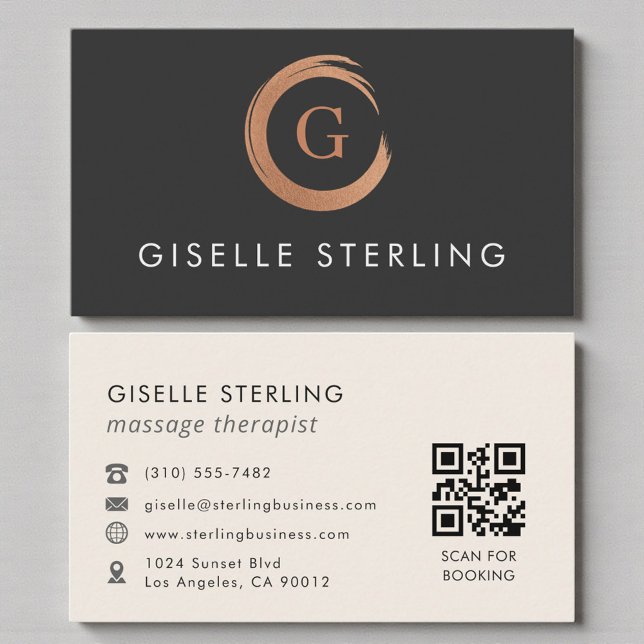 Tarjeta De Visita QR Code Massage Therapist Modern Minimalist (Subido por el creador)
