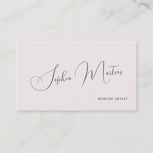 Tarjeta De Visita QR code minimalist elegant name script blush (Anverso)