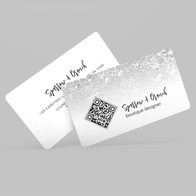 Tarjeta de visita QR Code Modern Silver Boutique (Subido por el creador)