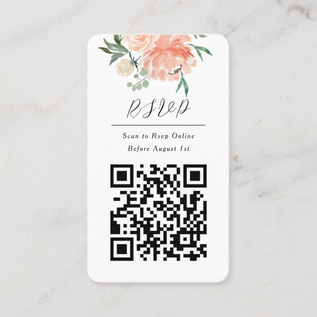 Tarjeta De Visita QR Code Online Photo Floral Rsvp Response Card (Anverso)