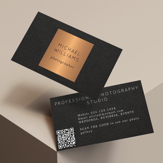 Tarjeta De Visita QR CODE oro moderno negro lujoso profesional (Subido por el creador)