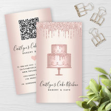 QR Code Panadería Pastel Rosa Oro Purpurina Postre
