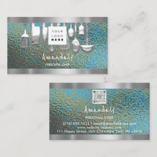 Tarjeta De Visita QR Code Personal Chef Cocinar Restaurante Grunge