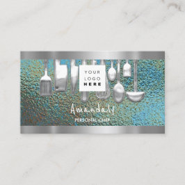 Tarjeta De Visita QR Code Personal Chef Cocinar Restaurante Grunge