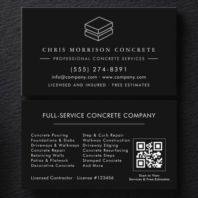 Tarjeta De Visita QR Code Professional Concrete Cement Contractor (Subido por el creador)