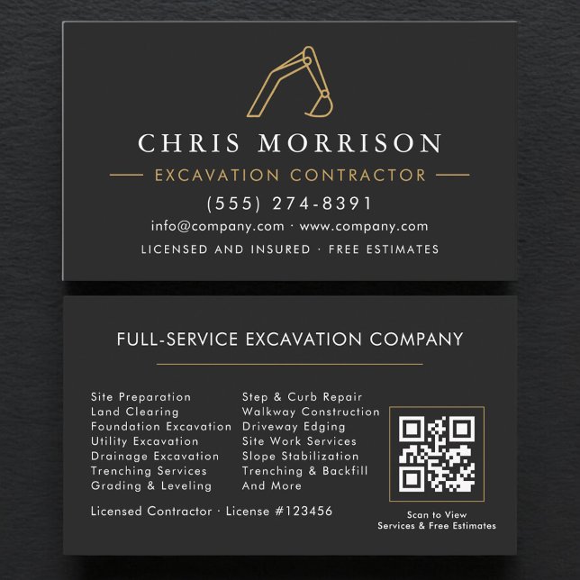 Tarjeta De Visita QR Code Professional Excavation Services  (Subido por el creador)
