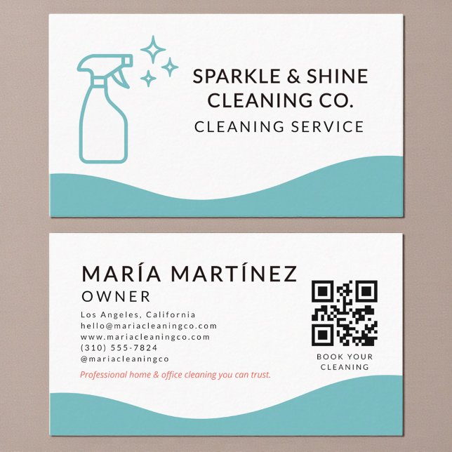Tarjeta De Visita QR Code Professional Maid & House Cleaning Service (Subido por el creador)