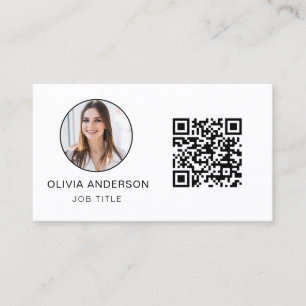Tarjeta De Visita QR Code Professional Photo Black White Business