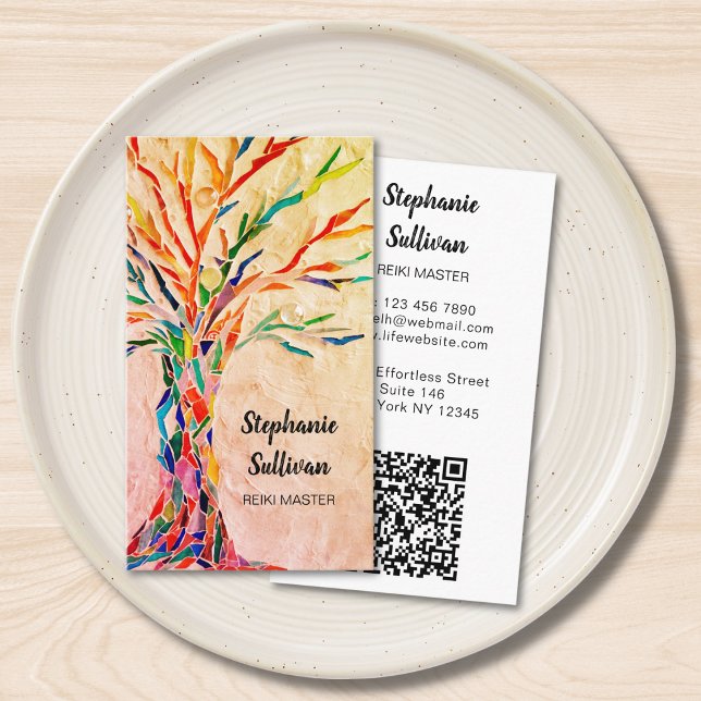 Tarjeta De Visita QR Code Rainbow Tree Reiki Master (Subido por el creador)