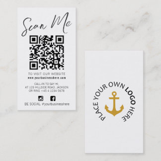 Tarjeta De Visita Qr code scan black white simple social logo 