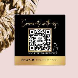 Tarjeta de visita QR Code Scanable Black & Faux Go