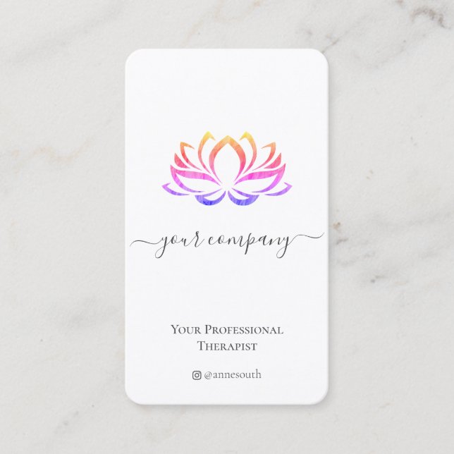 Tarjeta De Visita QR Code Spa Therapist Lotus Business Card (Anverso)