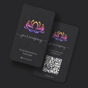 Tarjeta De Visita QR Code Spa Therapist Lotus Business Card