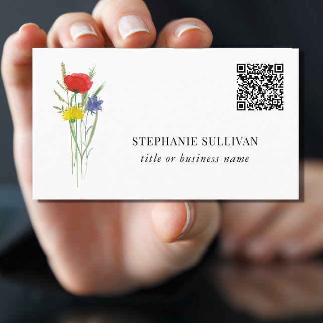 Tarjeta De Visita QR Code Title Business Name Wildflower (Subido por el creador)