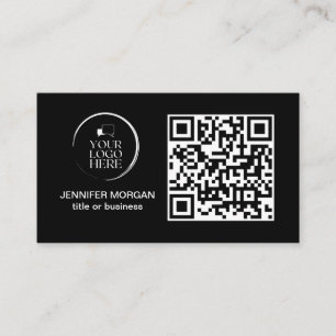 Tarjeta De Visita QR CODE tu logotipo personalizado profesional negr
