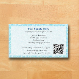 Tarjeta De Visita QR Code White Blue Swimming Pool Contractor  