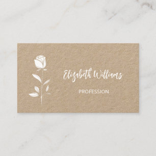 Tarjeta De Visita QR Code White Line Art En Papel Kraft