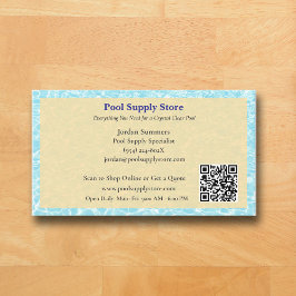 Tarjeta De Visita QR Code Yellow Blue Swimming Pool Contractor  