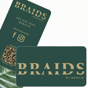 Tarjeta De Visita QR Código Braids Salón de belleza Braike Hairstyli