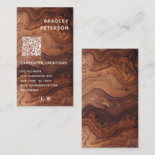 Tarjeta De Visita QR Código Construcción de carpintería de madera mo