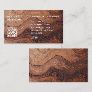 Tarjeta De Visita QR Código Construcción de carpintería de madera mo