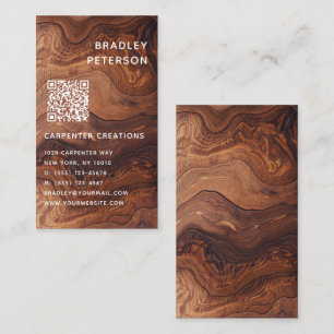 Tarjeta De Visita QR Código Construcción de carpintería de madera mo