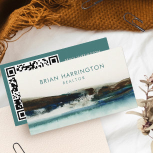 Tarjeta De Visita QR Código de acuarela explorable Resumen artístico