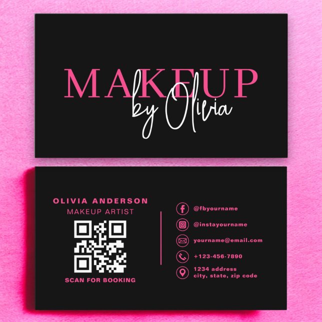 Tarjeta De Visita QR Código de maquillaje artista de medios sociales (Subido por el creador)
