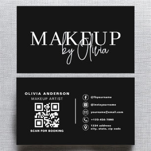 Tarjeta De Visita QR Código de maquillaje artista Medios sociales bl