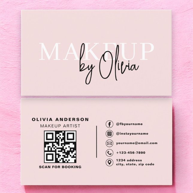 Tarjeta De Visita QR Código de maquillaje artista Rubor medios socia (Subido por el creador)