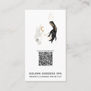 Tarjeta De Visita *~* QR Código Estrellas Moon Mystic Hands Gold Sp