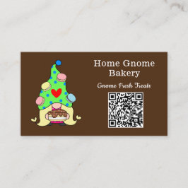 Tarjeta De Visita QR Código Gnome Hometown Bakery Chocolate Brown