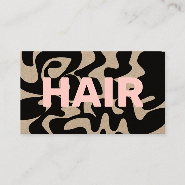 Tarjeta De Visita QR Código Groovy Black Light Pink Hair Kraft (Anverso)