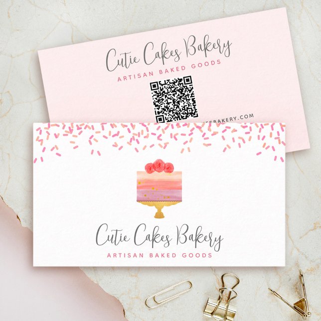 Tarjeta De Visita QR Código Pastel Rosa Ombre Rosado Espolvorea Past (Subido por el creador)