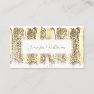Tarjeta De Visita QR Código Pincel de oro Artista de maquillaje Blan