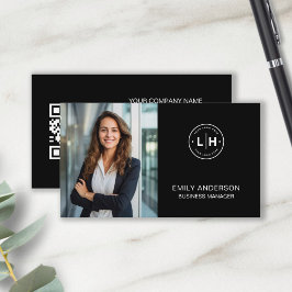 Tarjeta de visita QR con logotipo de fotografía mo