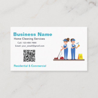 Tarjeta De Visita QR Custom Cleaning Service Maid Business Card